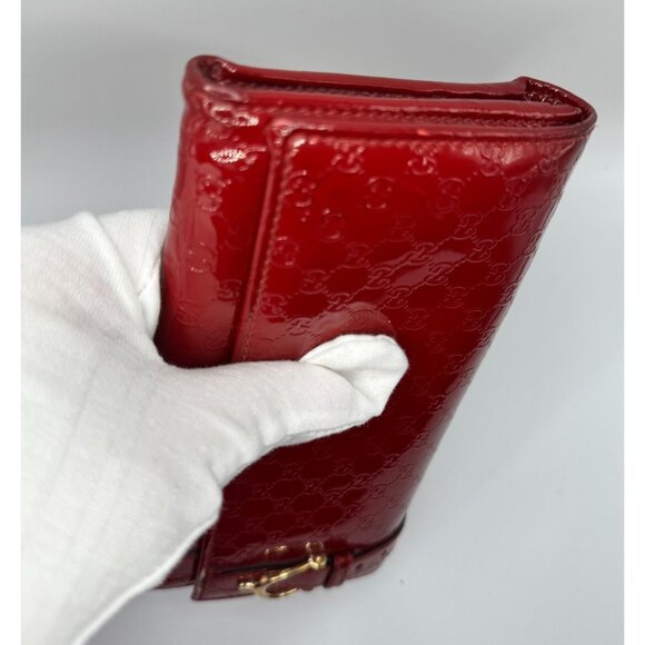 Gucci Red Patent Leather GG Nice Monogram Wallet with  COA - Picture 15 of 16